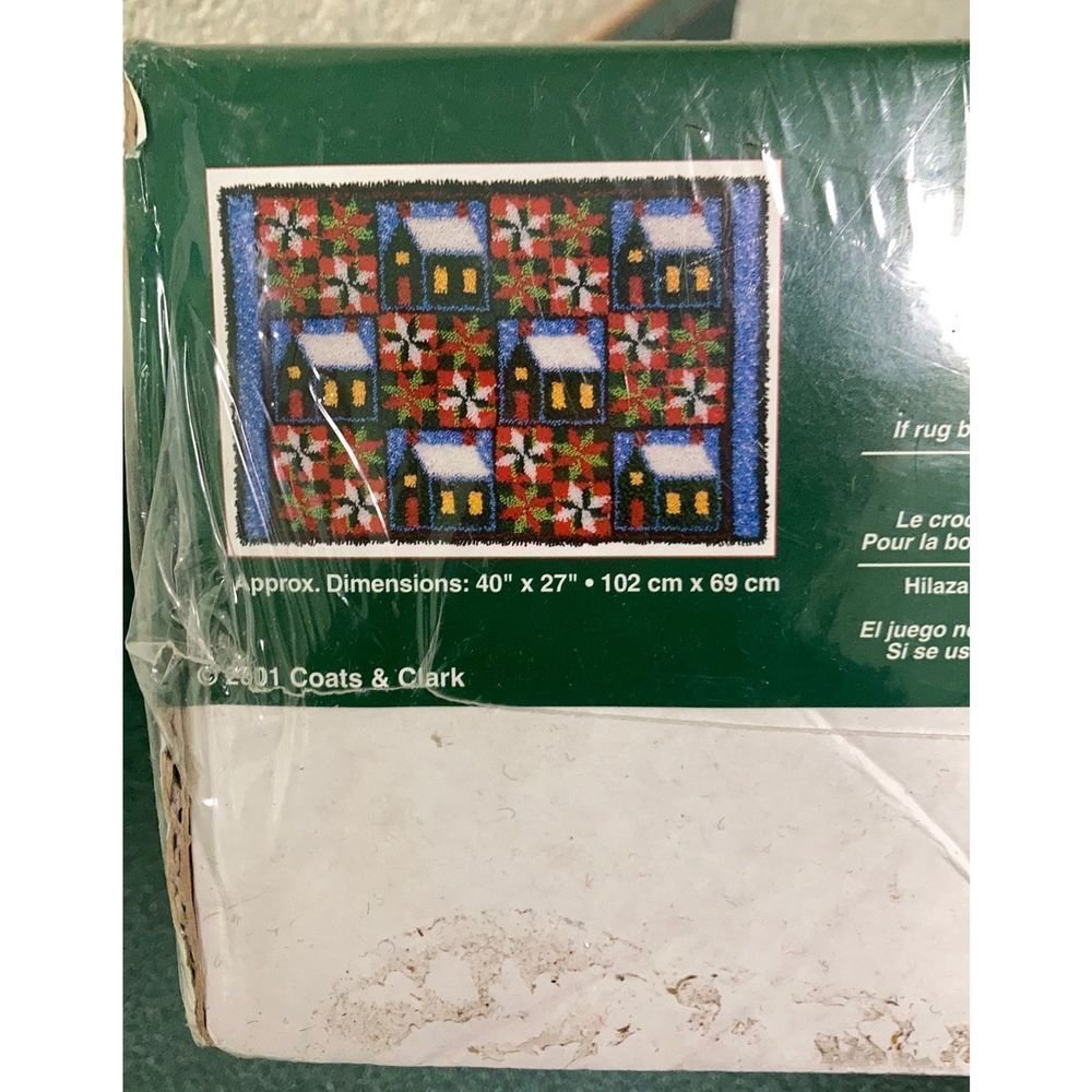 J.&P. Coats Latch Hook Christmas Quilt Kit New Vintage Sealed - Picture 6 of 12